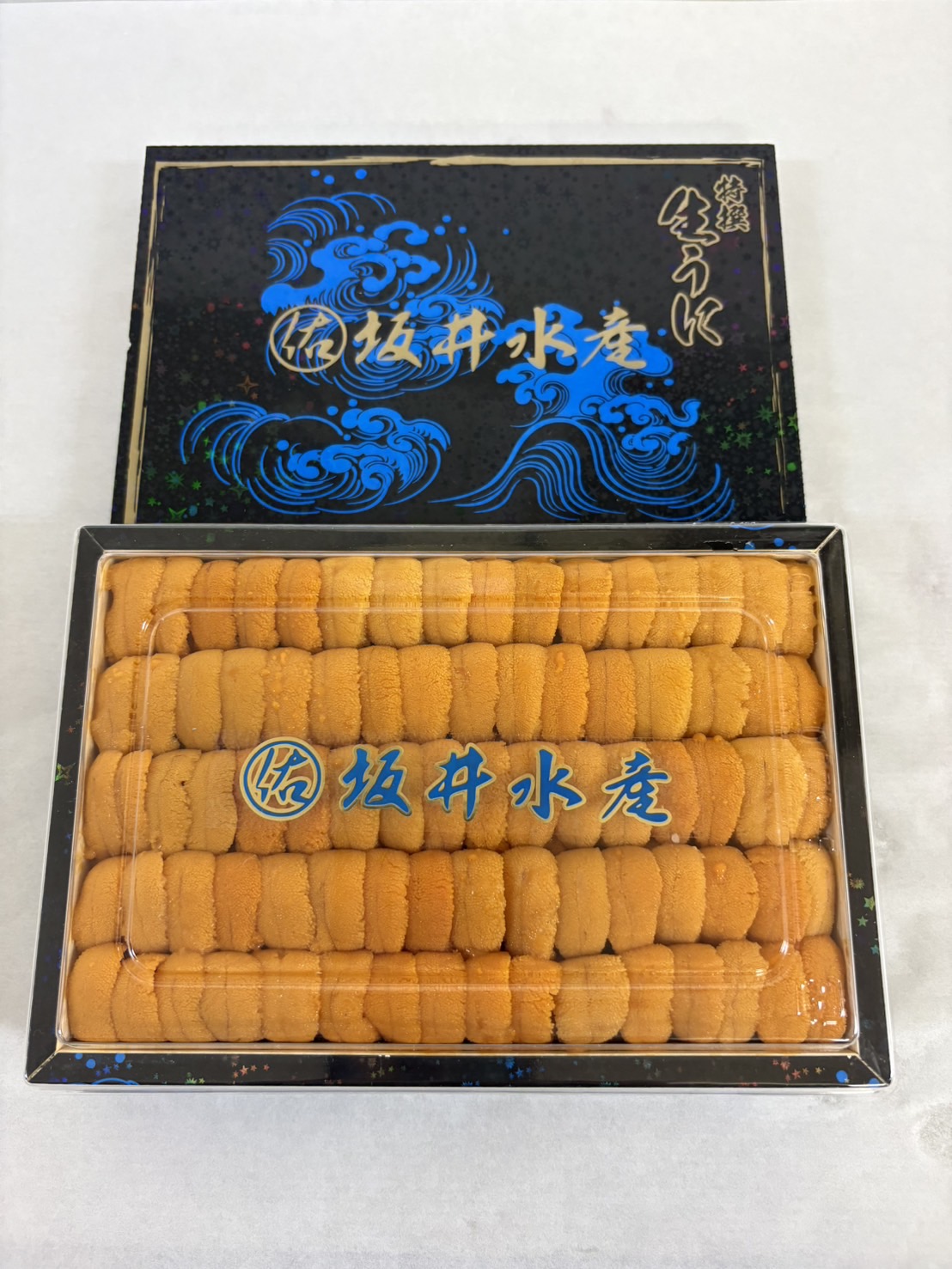 ★坂井水産　ウニ弁当箱　黄色並び　　250g前後　1p